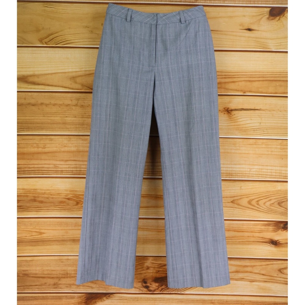 Gloria Vanderbilt Signature Dress Pants Womens Sz 8 Gray Plaid Stretch Mid Rise